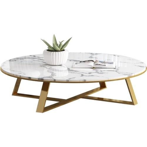 Nordic living room coffee table Marble round table stainless steel creative tea table Postmodern light luxury coffee table