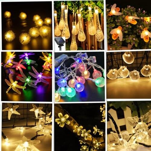 New 20/30 LEDS Lotus Ball 5M/6.5M Solar Lamp Power LED String Fairy Lights Solar Garlands Garden Christmas Decor for Outdoor