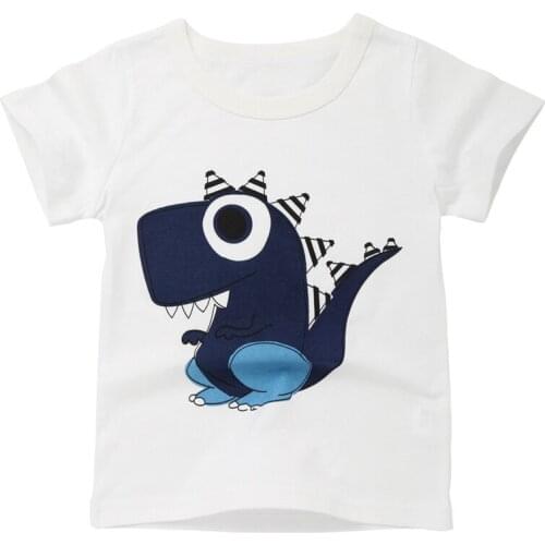New Baby T-shirt 2018 Spring Kids Short Sleeve Boys Girls Cartoon Crab Printed Tops White Tee Shirt