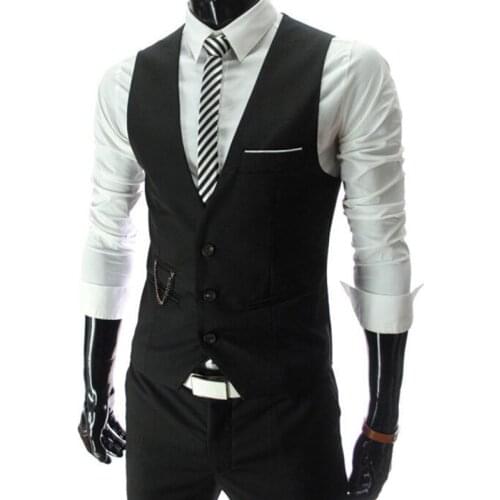 2021New Arrival Dress Vests For Men Slim Fit Mens Suit Vest Male Waistcoat Gilet Homme Casual Sleeveless Formal Business Jacket