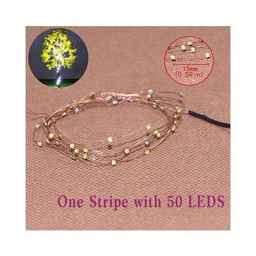 Evemodel DD85W1550 1 Strip 50-LED Pre-soldered micro Copper Wired WHITE SMD LED 0805 model train 1/35 railway modeling