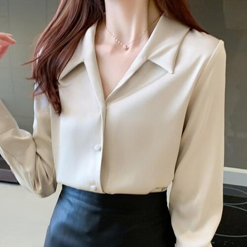 Autumn Long Sleeve Chiffon Blouse Shirt Blouse Women Blusas Mujer De Moda 2021 Turn Down Collar Office Lady Blouse Tops D663