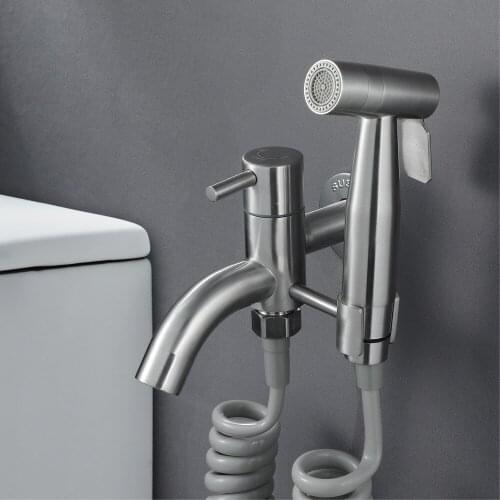 Stainless Steel Wire Drawing Mop Pool Water Nozzle / The Water Outlet Woman Washes The Shower Nozzle Spray Gun Set Fashion