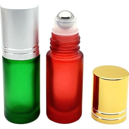 50pcs Empty 5ml Matte Colorful Thick Glass Roll On Bottle Perfume 5cc Roller Ball Durable For Travel Essential Oil Vial