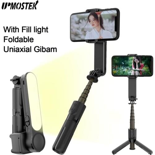 UPMOSTEK Fill Light Anti Shake Smartphone Gimbal Stabilizer Balance Selfie Stick Tripod With Bluetooth Remote for ios Andriod