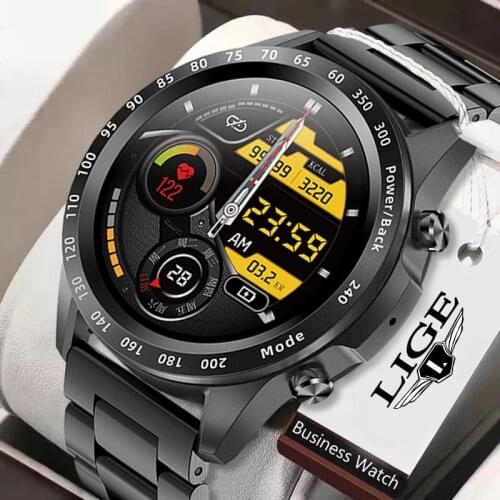 LIGE 2021 Men Smart Watch TWS Heart Rate Blood Pressure Sports Fitness Luxury Watch Music Playback Dial Call Smartwatch for Men