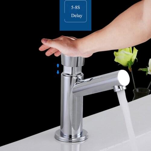Touch Press Bathroom Basin Faucets Washbasin Faucet Time Delay Faucets Auto Self Closing Cold Water Toilet Saving Water Tap