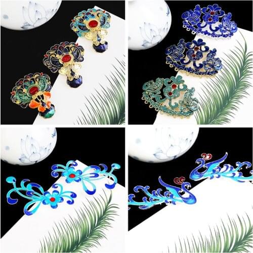 Alloy Enamel 1 PC Spacer Connectors For Jewelry Making DIY Metal Flower Slice Filigree Charm Base Setting Bride Hair Pins Crafts