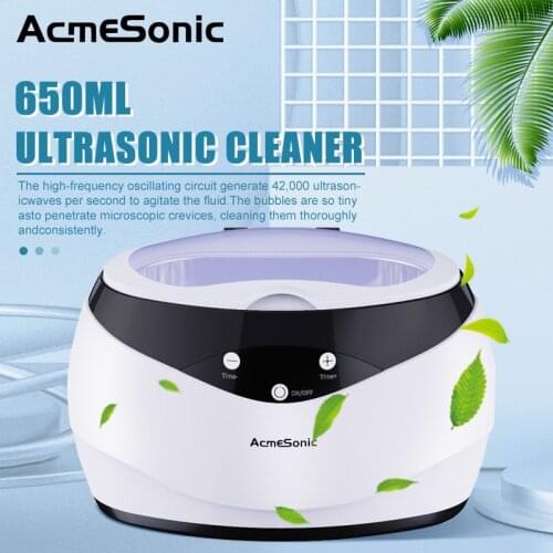 ACMESONIC Ultrasonic Cleaner 650ml Quiet 40kHz High Frequency Touch Control for Jewels Watch