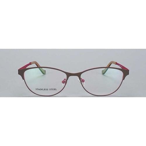 YOUTOP Womens Half-rim Cat Eye Eyewear Stainless Steel Prescription Eyeglasses Copper Optical Frames Myopia Eyeglasses S6844