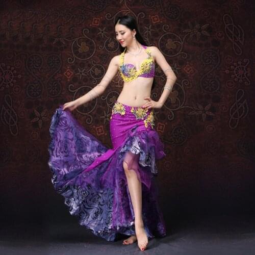 Performance Women Belly Dance Costume 2 layers Long Skirt Dress Carnival Bollywood Girls Skirts (no belt)