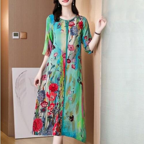 Summer Print Half Sleeve Vintage Sundress 2021 Casual 4XL Plus Size Beach Midi Dress Spring Women Elegant Bodycon Party Vestidos