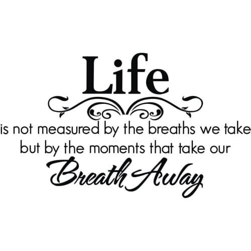 Life is Not Measured by The Breaths We Take, but by The Moments That Take Our Breath Away-Vinyl Wall Lettering Stickers Quotes