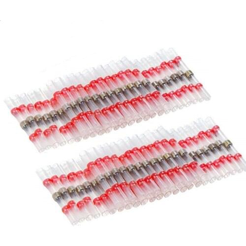 10/25/50PCS Red Heat Shrink Soldering Sleeve Terminals Insulated Waterproof Butt Connectors Electrical Wire Soldered Terminals