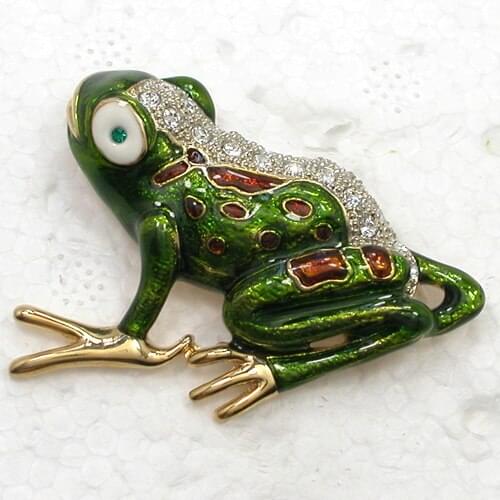 12pcs/lot Wholesale Fashion Brooch Crystal Rhinestone Enamel Frog Pin brooches C102111