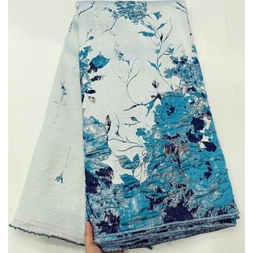 2021 African Brocade Jacquard Lace Fabric High Quality 5 Yards Nigerian Floral Material Damask Cloth For Sewing Dress PJZ22