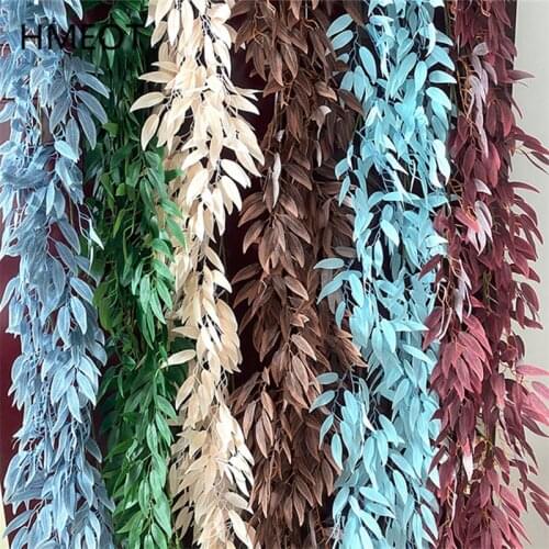1.6M Willow Leaf Rattan Christmas Garland Artificial Flower Green Plants Vine Hanging Wall Garden Balcony Window Home Decoration