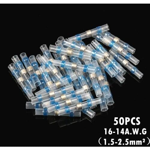 50PCS Insulated Solder Seal Sleeve Wire Connectors Waterproof Heat Shrink Butt Connectors Electrical Splices Terminals -Car Boat