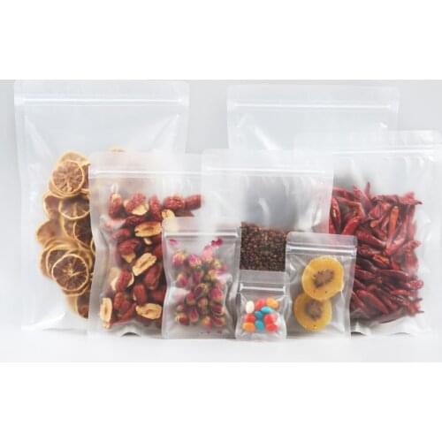 50pcs/lot Thicken Frosted Transparent Ziplock Bag Clear Storage Bag Zipper Bag for Tea/Snack/Candy/Coffee Packaging