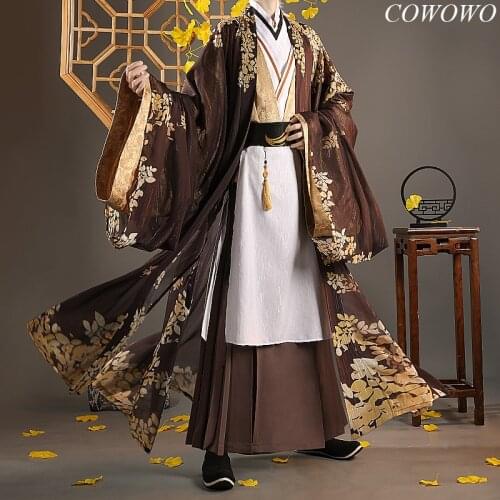 Anime! Genshin Impact Zhongli Snuff Shadow Game Suit Antique Printed Uniform Cosplay Costume Party Role Play Outfit For Men NEW