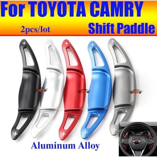 Car Styling 2pcs/set Car Steering Wheel Shift Paddle Extension Shifter Red/blue/black/silvery Fit for Camry 2018-2019