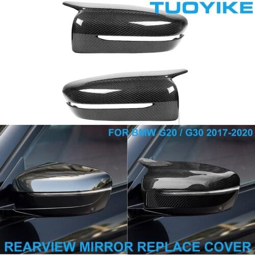 LHD RHD Car Styling Real Dry Carbon Fiber Rearview Rear Side Mirror Cover Cap Shell Trim Replace For BMW NEW G20 G30 2017-2020