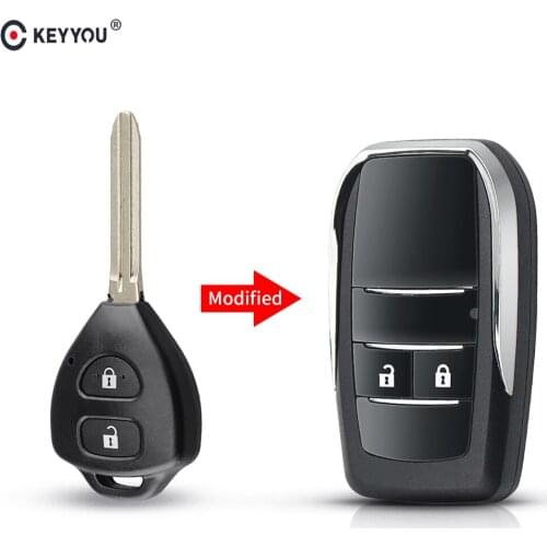 KEYYOU 10pcs Car Flip Key Shell For Toyota Camry Corolla RAV4 Reiz Fob 2 Buttons Modified Remote Key TOY43 Blade Blank Case