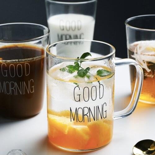 “Good Morning “ Water Bottle Cup Brief Glass Water Cup Cute Kids Girl School Kawaii Bottles Lovers Gift Flask Pink