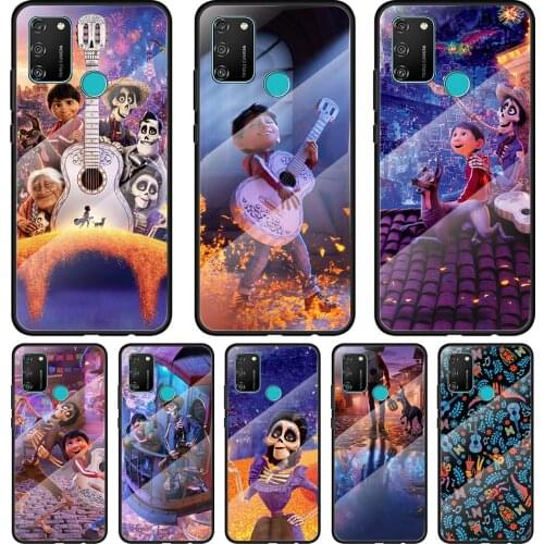 Disney Movie-Coco Tempered Glass Cover For Honor 30 20 10 9X 8X Pro Plus Lite Silicone Phone Case Coque
