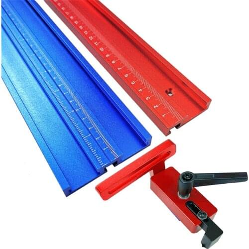 Woodworking Chute Aluminium Alloy T Track 800mm T Slot w/ Scale and Standard Miter Track Stop Tools for Workbench Router Table