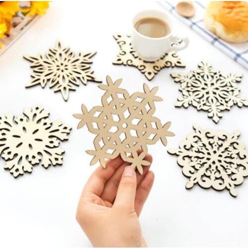 Wooden Snowflake Mug Coasters Holder Chic Drinks Coffee Tea Cup Mat Decor Mats 120pcs/lot SN2935