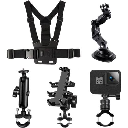 Motorcycle Bike Camera Holder Handlebar Rearview Mirror Mount Bracket 1/4 Metal Stand for Go-Pro Hero9/8/7/6/5/4/ Action Cameras
