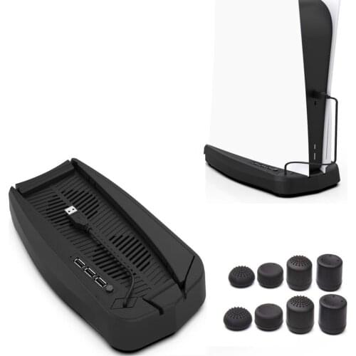 For PS5 Playstation 5 Digital Edition/Ultra HD Vertical Stand with Cooling Fan, Cradle Support Holder Storage Cooler 3 USB HUB
