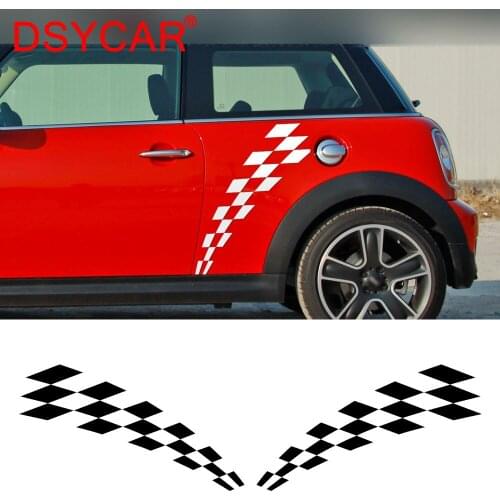 DSYCAR 1Pair Car Racing Lattice Door Side Stripes Body Decal Stickers Car Styling Accessories for BMW Mini Cooper Car Styling