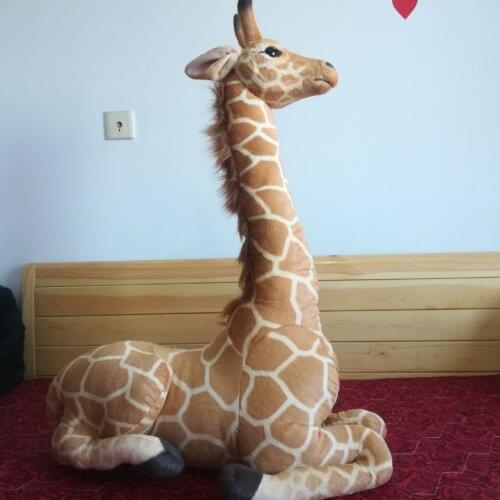 New toy huge 95x70cm lovely kneeling down giraffe plush toy simulation giraffe doll throw pillow birthday gift h4698