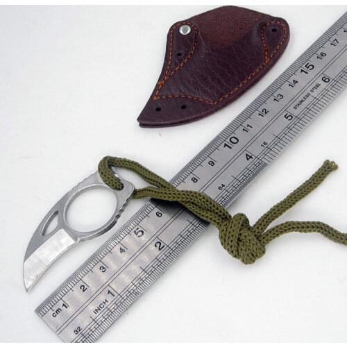 Outdoor Mini MC Pocket Karambit with Leather Sheath Cutter Portable Claw Knife Tool Camp Gadget Survive Box Package Opener