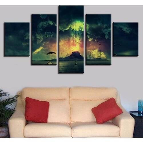 Horror Green Island Ferris Wheel 5pcs Modern Home Wall Decor Canvas Picture Art HD Print Painting On Canvas for Living Room