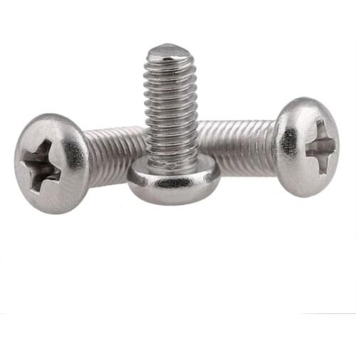 M1-M4 304 Stainless Steel Pan Head Phillips Machine Screws Round Head Cross Bolts Length 3-100mm