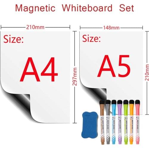 Magnetic Whiteboard Fridge Magnt Stickers White Board Erasable Markers Message Office Teaching Drawing Writing Schedule A4 Size