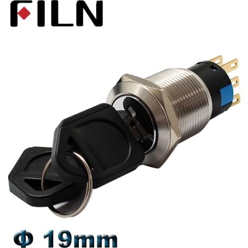 19mm metal 2 position 3 position key switch lock switch latching switch on off switch