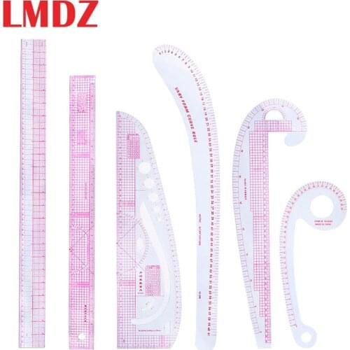 LMDZ Multi-function Sewing Rulers 6pcs/Set French Metric Ruler Curve Ruler Plastic Sewing Rulers Sewing Drawing Tailor Tools
