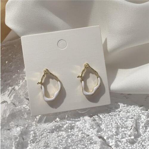 Fashion Simple Irregular Hollow Metal Acrylic Stitching Hoop Drop Earrings Korean Pendent Earrings for Women Girls Ear Jewelry