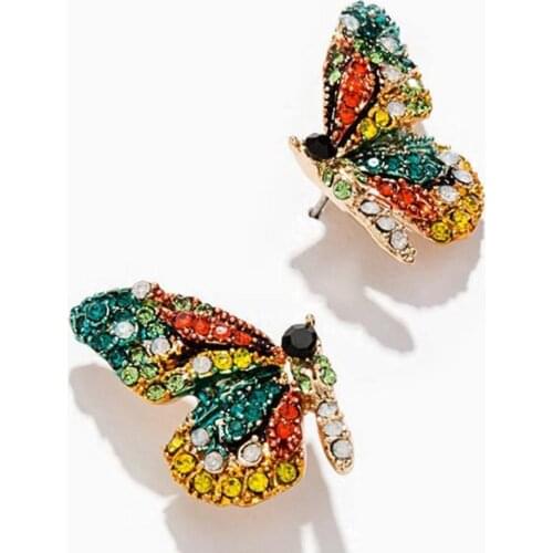Fashion All-match Butterfly Wings Earrings Shiny Crystal Butterfly Earrings Girls Daily Party Ear Jewelry Gifts