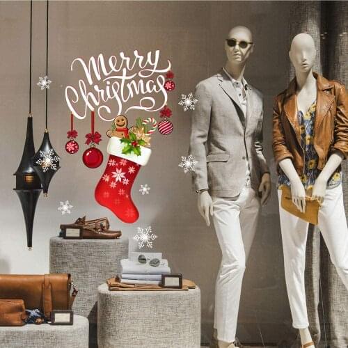 CRNT0050 window sticker Christmas 100% decoration for window shopping stores, without glue, repositionable and reusable at will