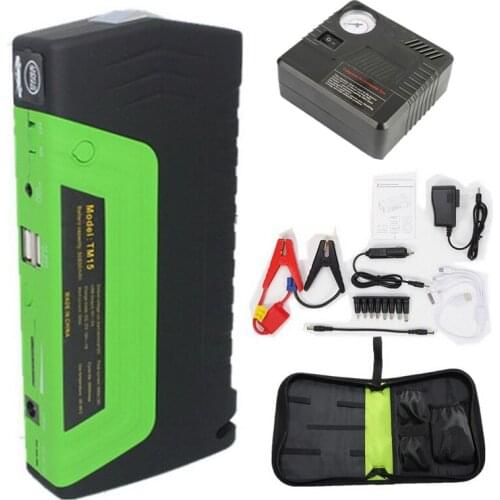 Mini Car Jump Starter Emergency Start 12V Petrol Engine functional 2 USB Power Bank Battery Charger with pump
