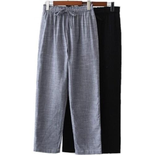 Spring Autumn Women 100% Cotton sleep bottoms Female Loosen plus size nighty trousers sleepwear pyjama Ladies Solid pajama pants