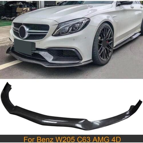 Carbon Fiber Front Bumper Lip Spoiler for Mercedes-Benz W205 C63 AMG 4 Door 2015 - 2018 Car Front Bumper Lip Spoiler Splitters