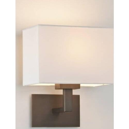 Led Antique Wall Sconce Lights for Hotel Guest Room American Style Square Shade Wall Lamp For Living Room Bedroom Bedside Lamp