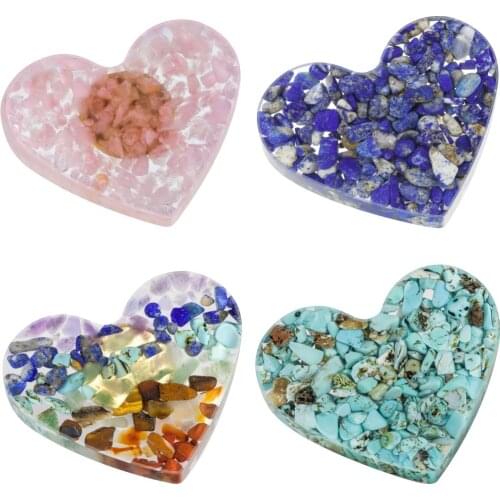 TUMBEELLUWA Heart Shape Resin Crystal Stones Chips Drawer Knobs Pull Handle Cupboard Dresser Door Pull with Screws Home Decor