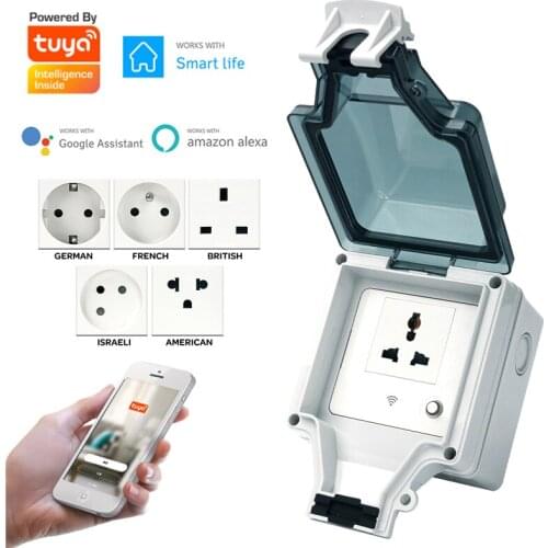 Tuya Smart Socket WiFi Switch IP66 Waterproof EU/US/FR/AU Multiple Version WiFi Socket Works With Alexa Google Home Smart Life